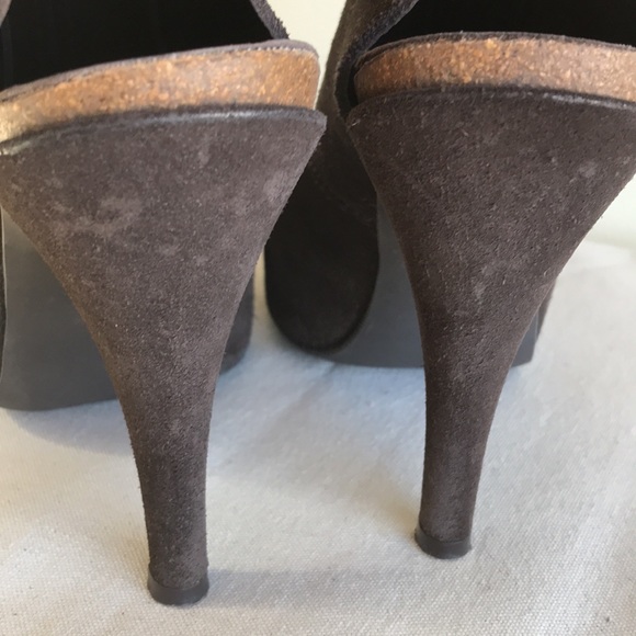 Pedro Garcia stilletto Heel sz 38.5 open toe back strap brown suede cork footbed - Picture 5 of 12